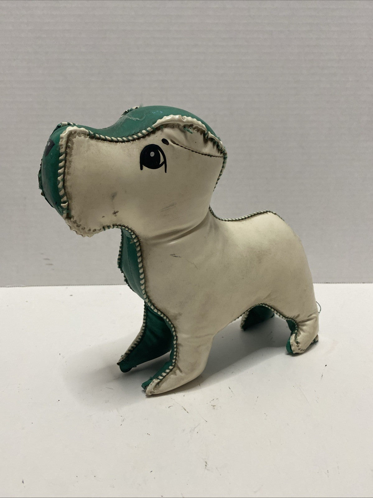 Vintage CARNIVAL PRIZE Stuffed DOG OILCLOTH Vinyl Stuffed