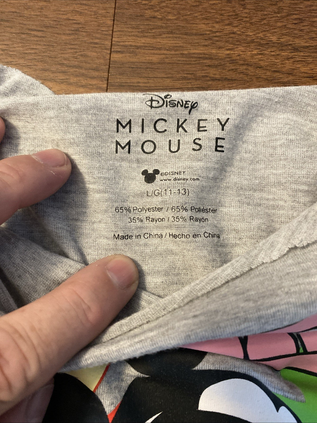 Disney T Shirt Size L 11/13 Jr Gray Mickey Mouse FLOWER POWER SS See Pic