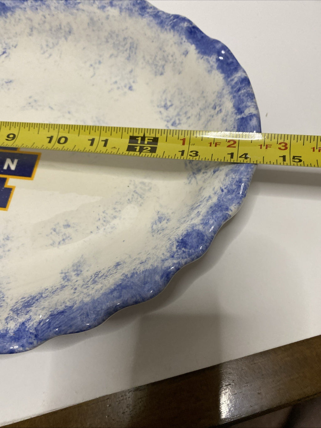 Michigan wolverine serving platter 14 1/2” x 10 1/2” glazed