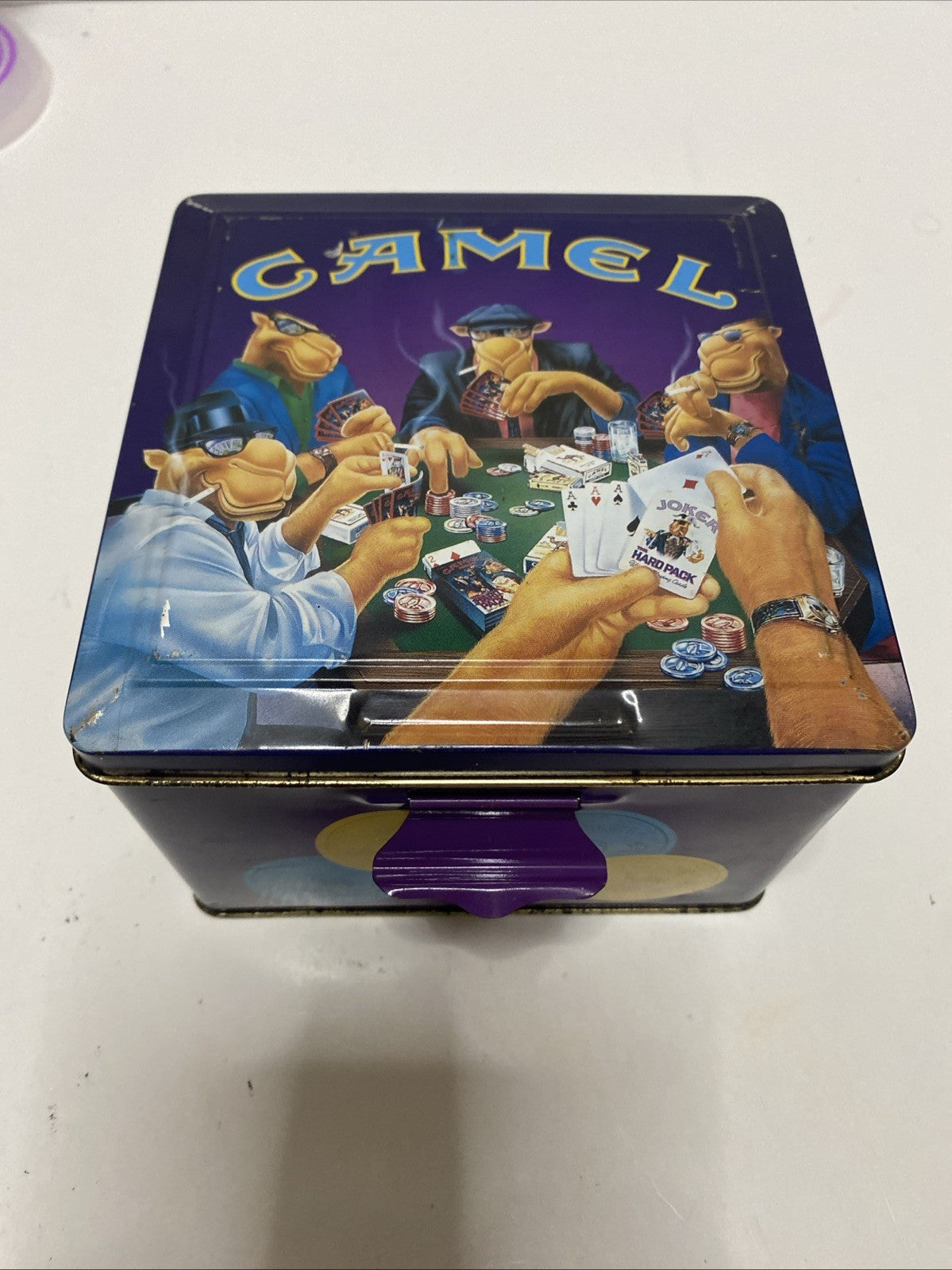 Joe Camel Casino Poker Set Original Tin Box, Both Cards/Chips Still In Wrap Rare