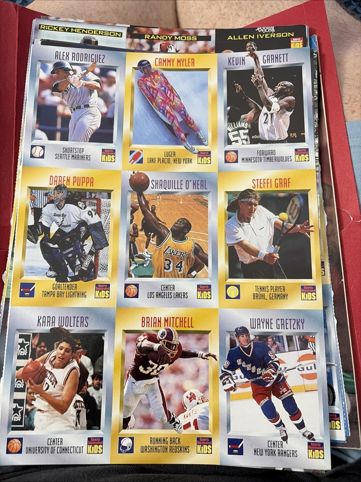 VTG Jan 1997 Sports Illustrated for Kids Uncut Card Sheet 541-549 Gretzky, A-Rod