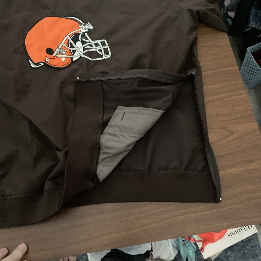 Cleveland Browns NFL V Neck Pullover Windbreaker Mens XL Pullover Side Zip