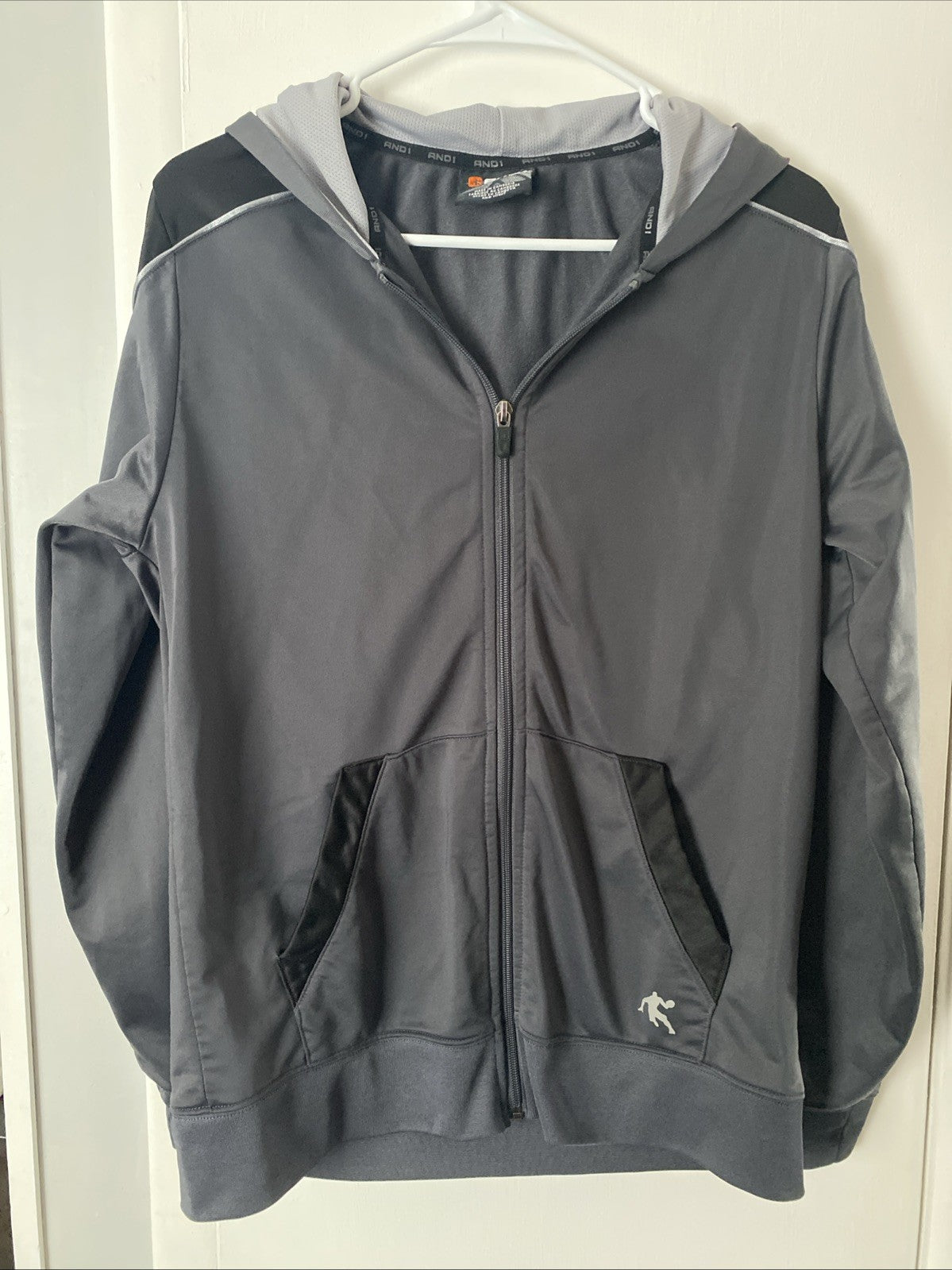 And1 zip up hoodie sweatshirt long sleeve black size medium