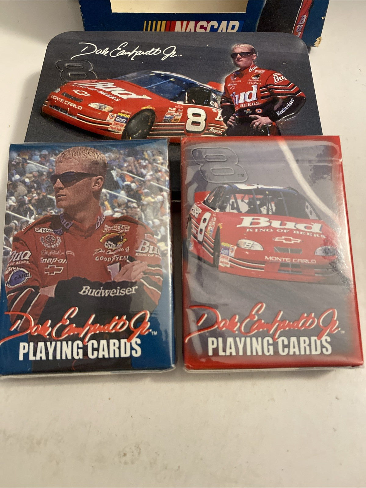 2000 Nascar Dale Earnhardt Jr #8 Embossed Metal Tin w/2 Decks Playing Cards NIB