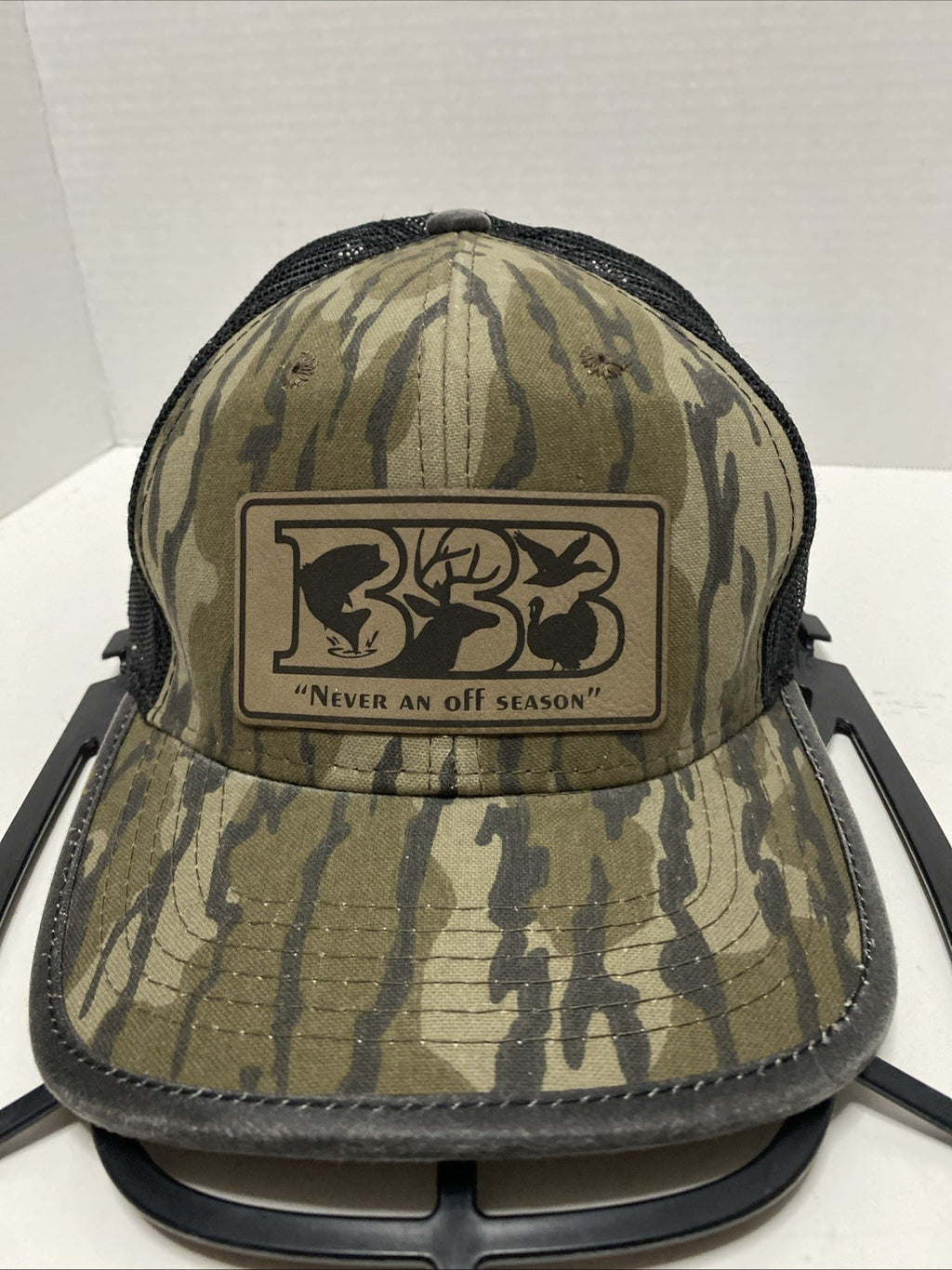 BBB  Leather Patch Logo W Cameo  Hat Cap Snapback Mesh Back Adjustable