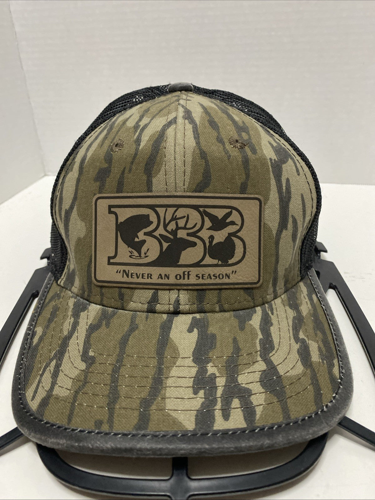 BBB  Leather Patch Logo W Cameo  Hat Cap Snapback Mesh Back Adjustable