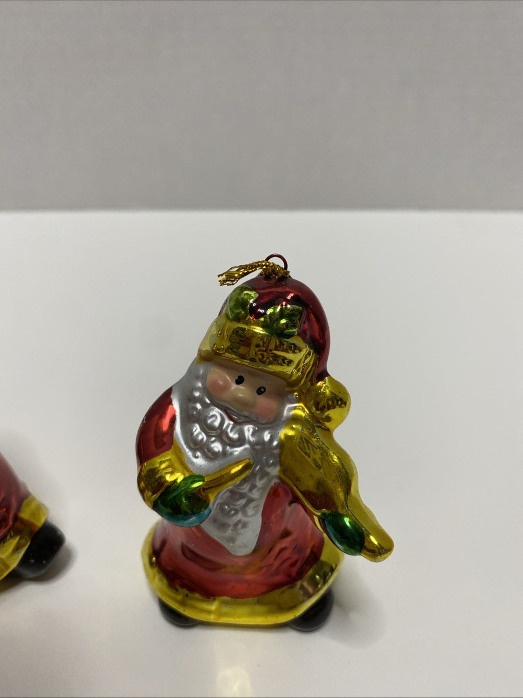 Christmas Tree Santa Claus Ornaments Playing Instruments Set Of 4 Small 3"