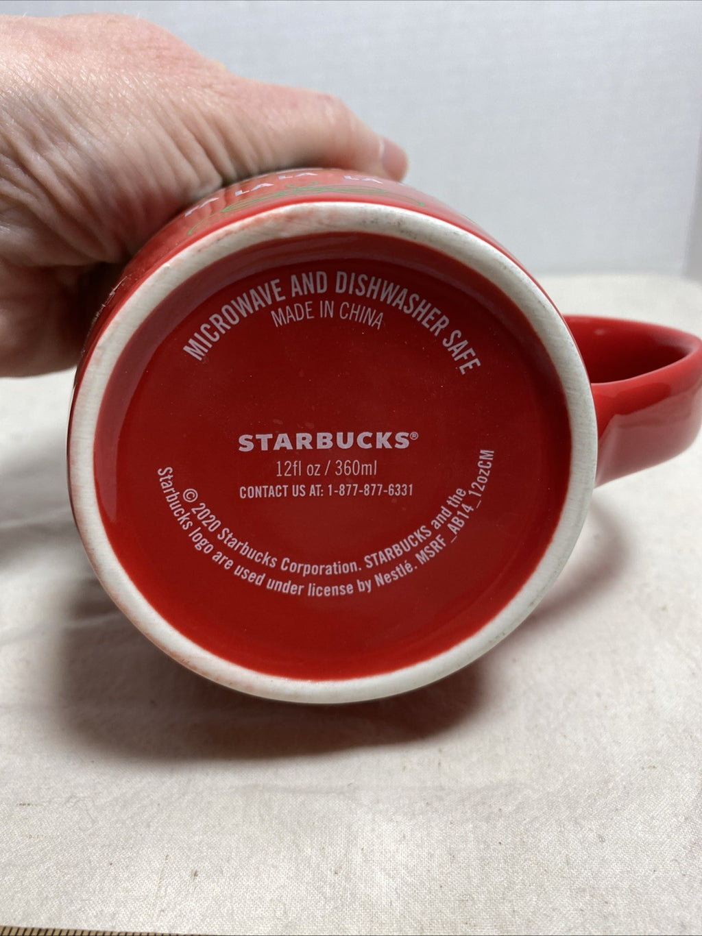 Starbucks 2020 Christmas Coffee Cup Mug  FA LA LA LA LA 12 Oz. Red