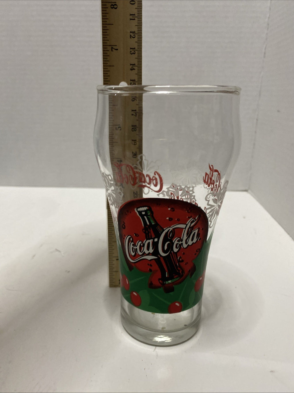 Coca-Cola 2001 Christmas Holiday "Holly" Bell Shaped 6" Coke Drink Glass
