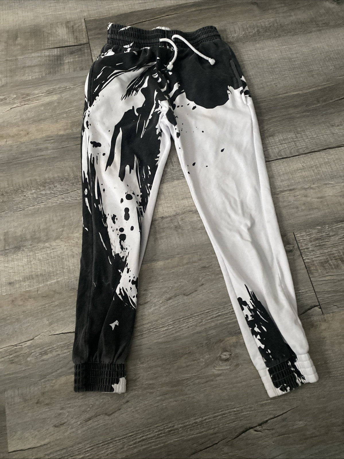 Dope sweatpants size medium tie-dye black-and-white