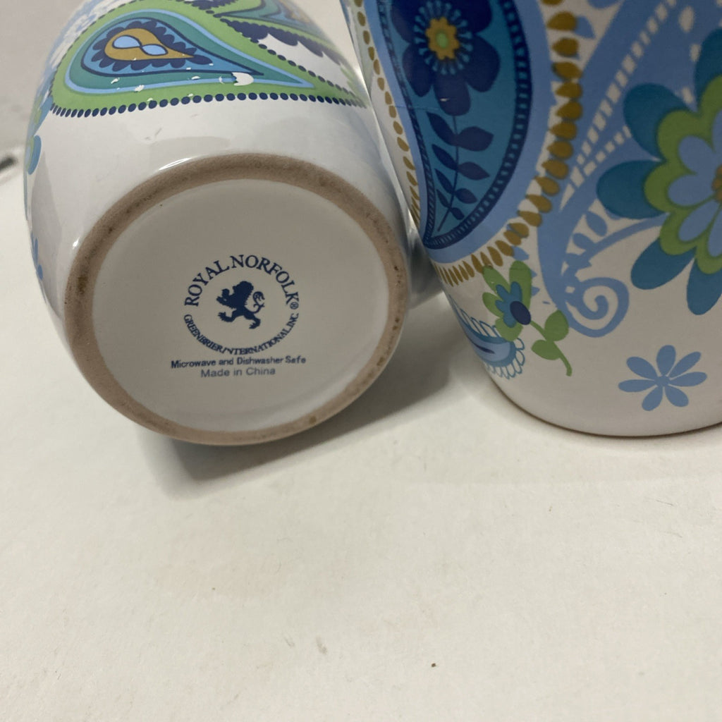 Royal Norfolk Floral Paisley Print - Blue & Green - 12 oz Coffee Tea Mug Cups -2