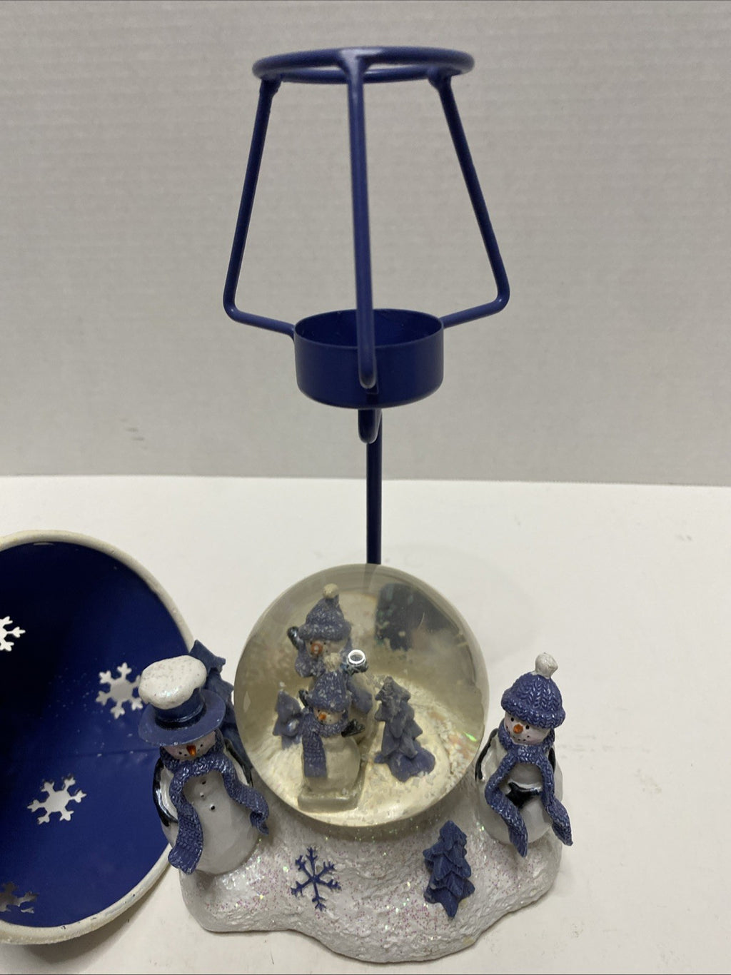 Snowman Snow globe 10” Tea light Candle Lamp