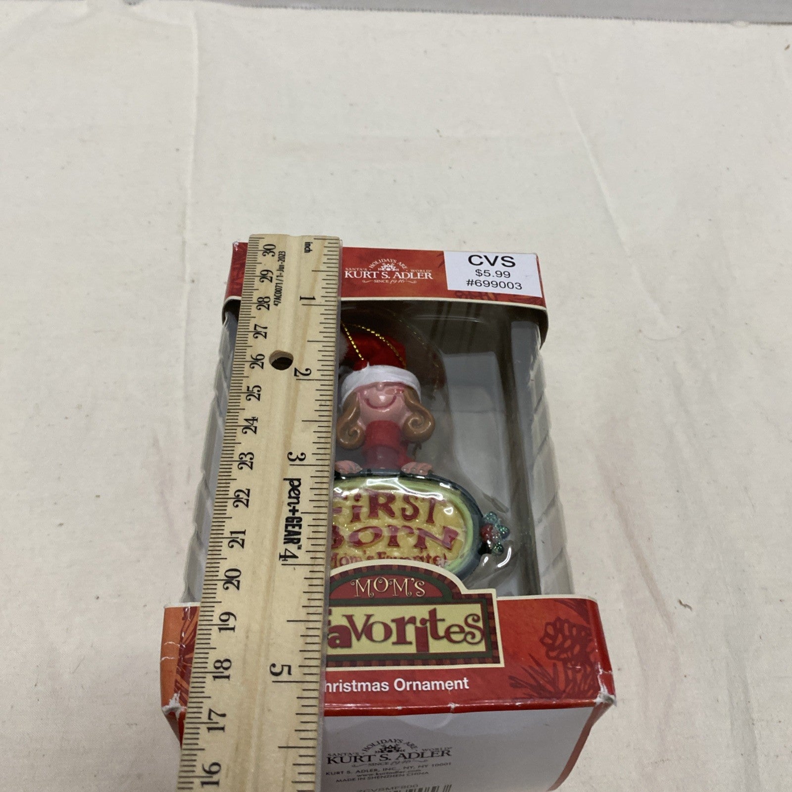 Kurt Adler Mom's Favorite Christmas Tree Ornament First Born Box Box NEW