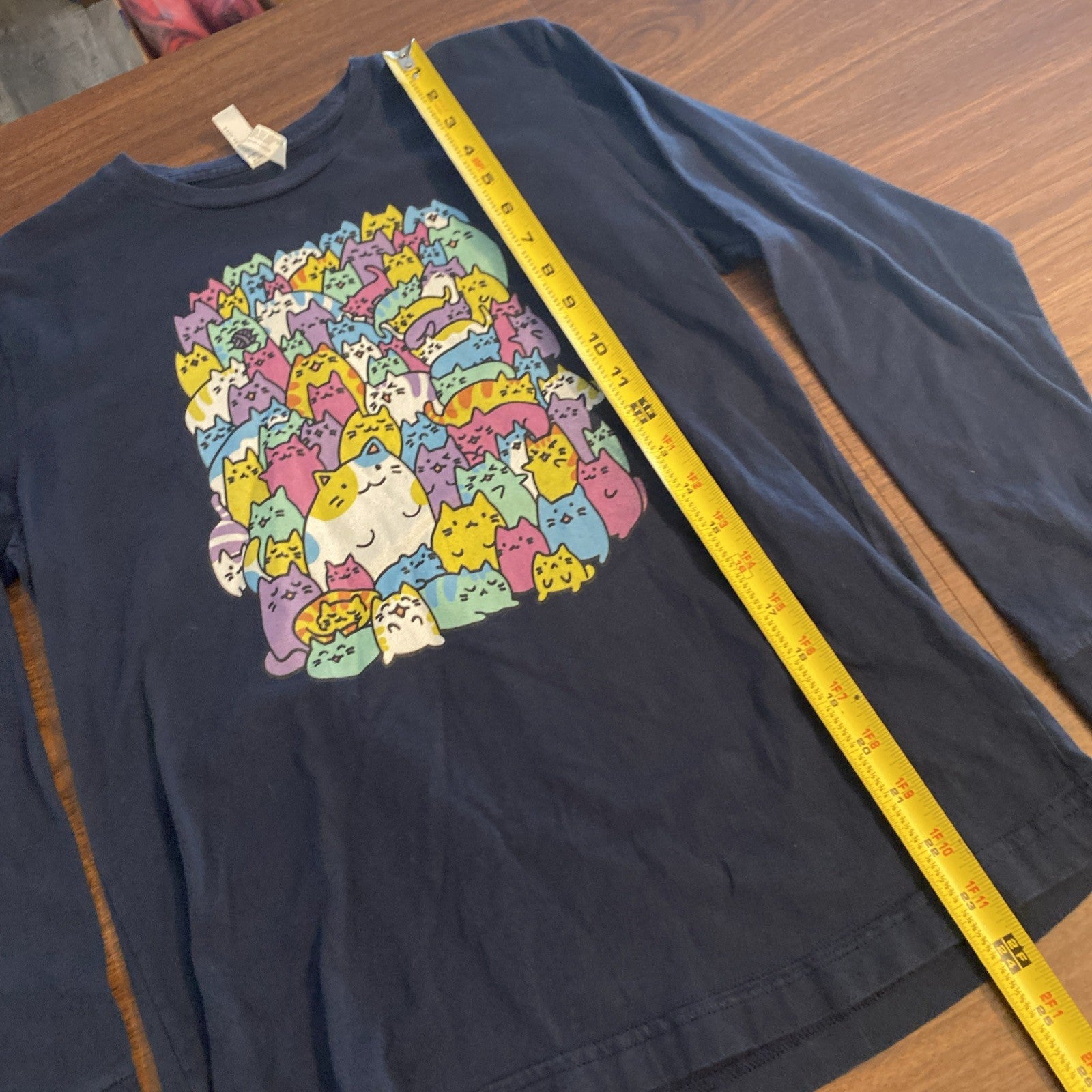 Live and tell Pusheen cat long sleeve blue Youth top size youth large