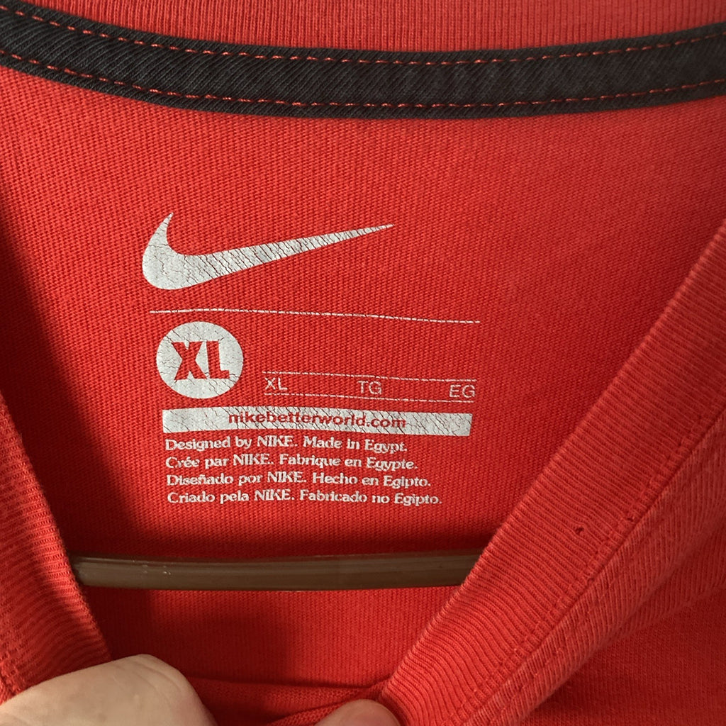 Nike The Swoosh Net Tee Basketball Dri-Fit Crew Neck Red Men Size XL