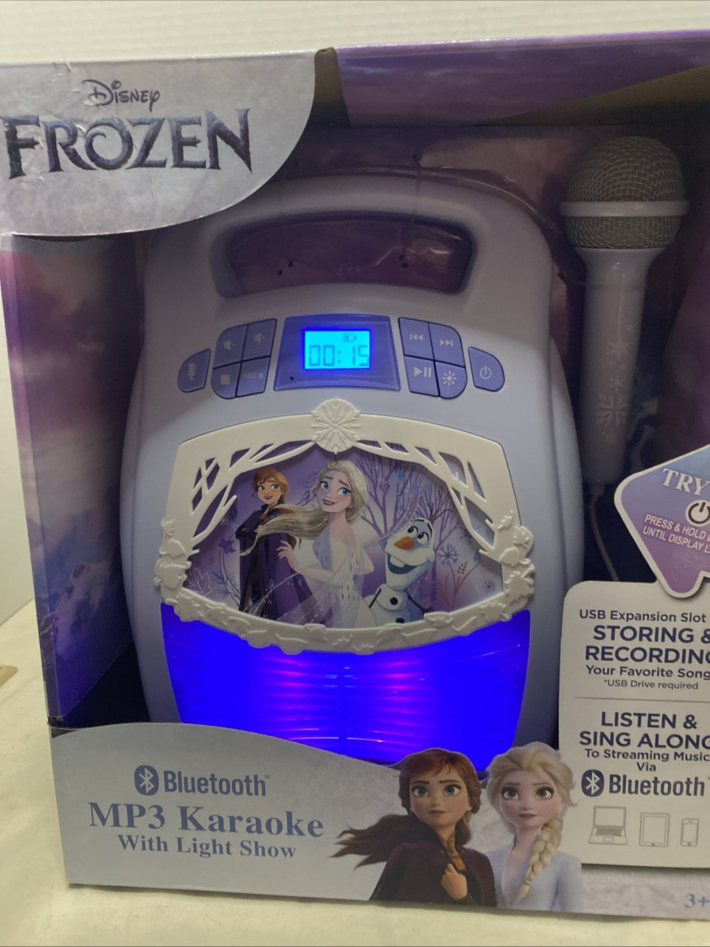 Disney Frozen MP3 Bluetooth Karaoke with Light Show & Microphone - Brand New
