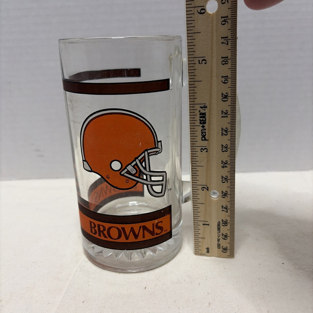 Vintage NFL Cleveland Browns Glass Beer Stein Mug Cup 10 Oz
