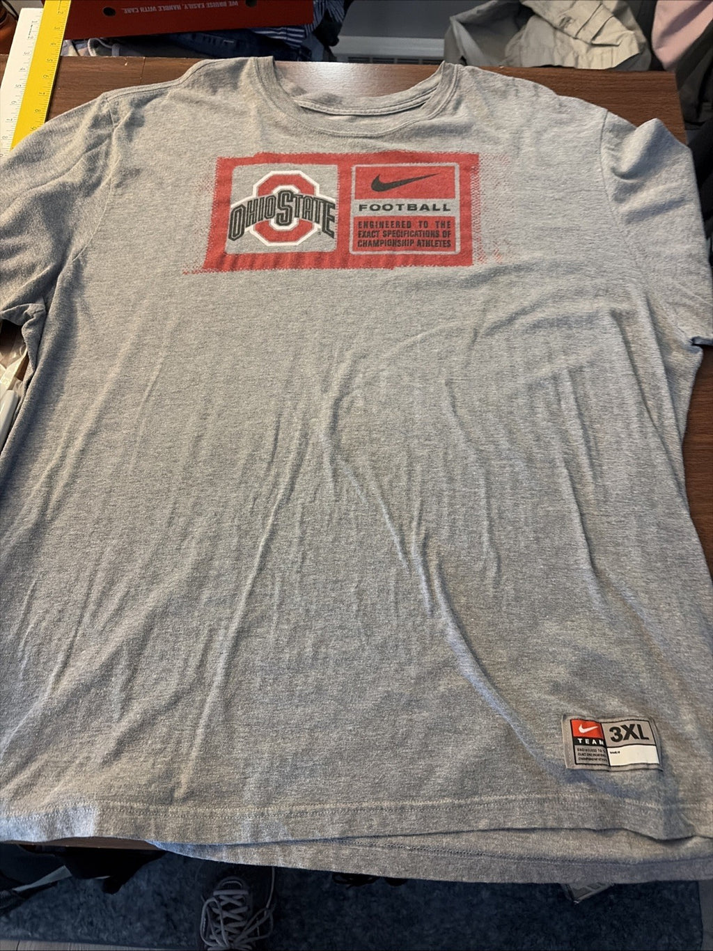 Nike Men’s 3XL Gray Short Sleeve T-Shirt Ohio State Buckeyes Football