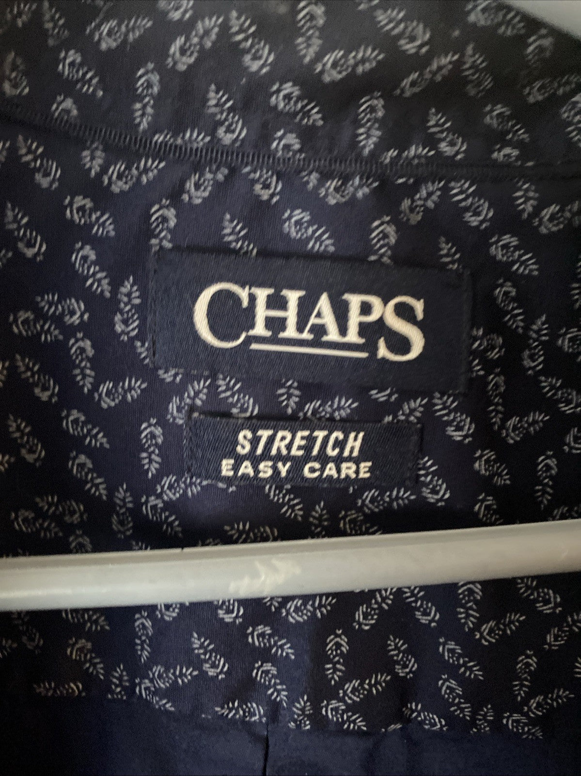 Chaps stretch easy hair men’s long sleeve shirt blue size medium