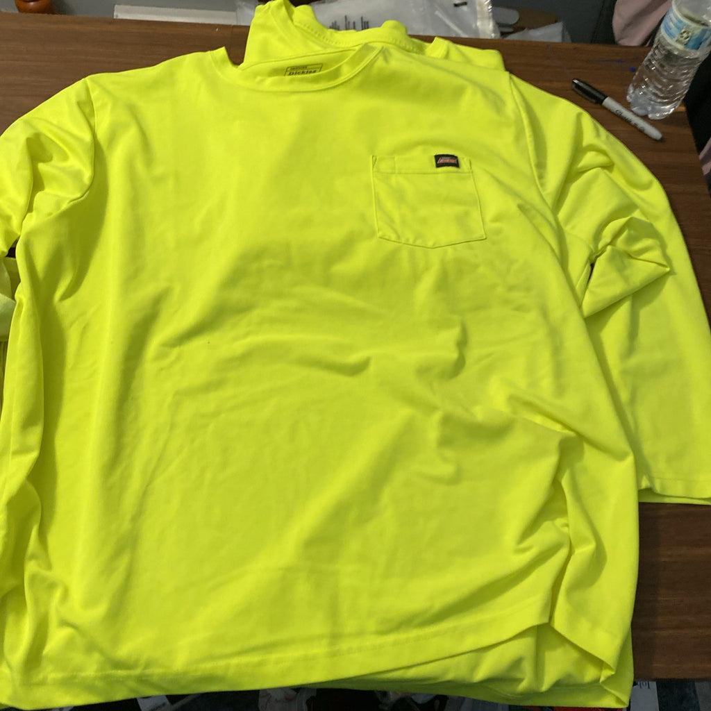 2 dickies 3XL men’s long sleeve safety shirts bright yellow