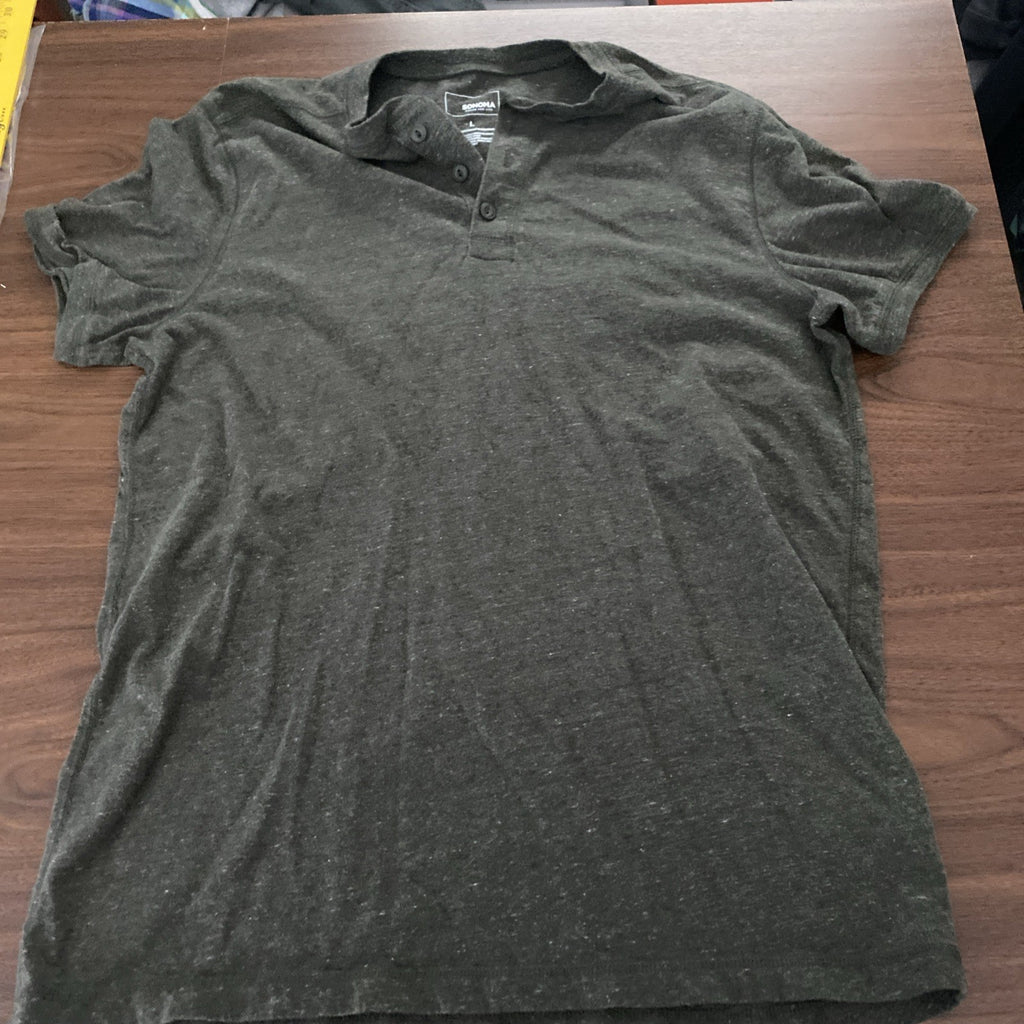 Sonoma Dark Green T Shirt Size Large Short Sleeve 3 Button