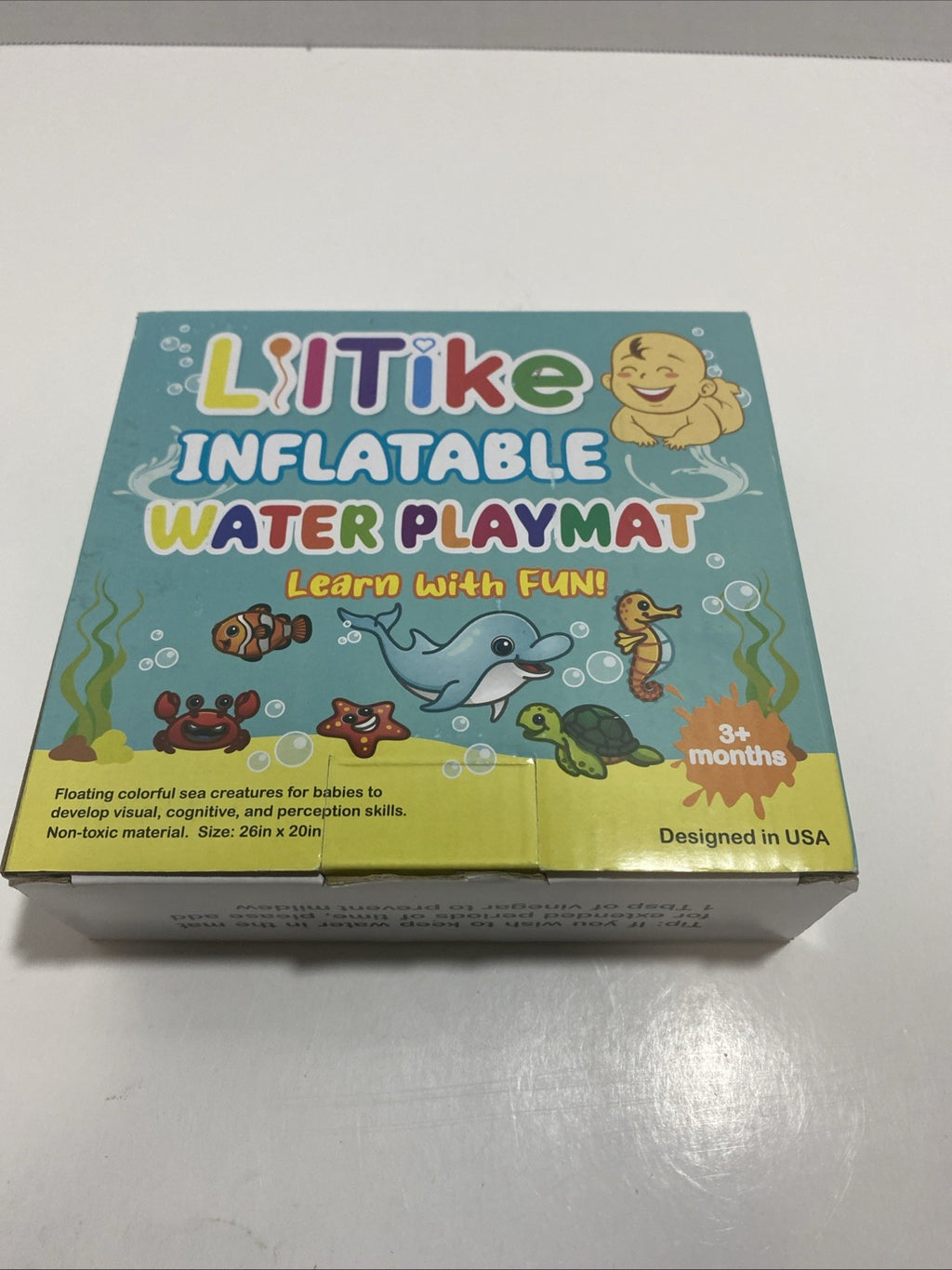 LilTike Baby Inflatable Water Playmat 3+Months 26"x20 Learn With Fun