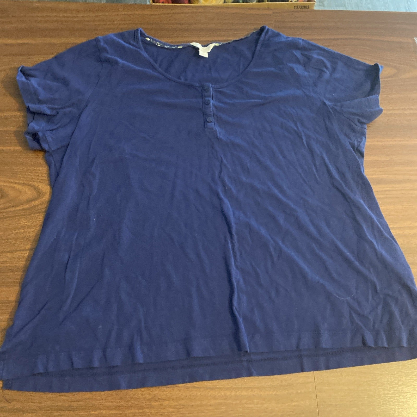 Charter Club Women’s Shirt Short Sleeve Quarter Button Up Blue Size 2X
