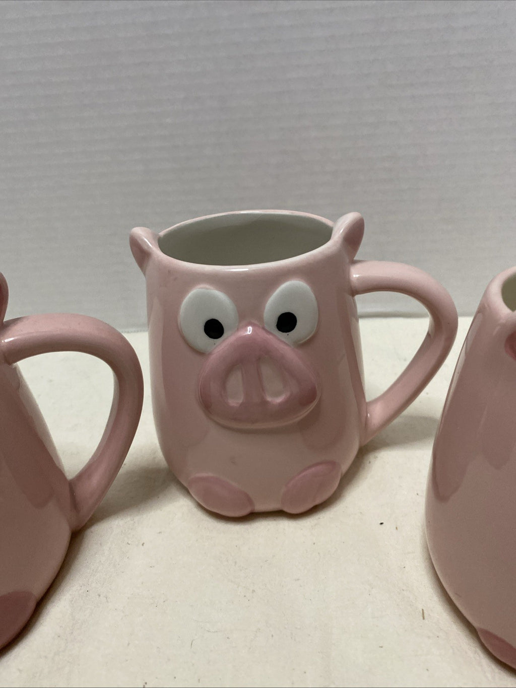Pink Pig Mug 3D Piggy Shaped by Tag Figural Swine Collectible -Set Of 3