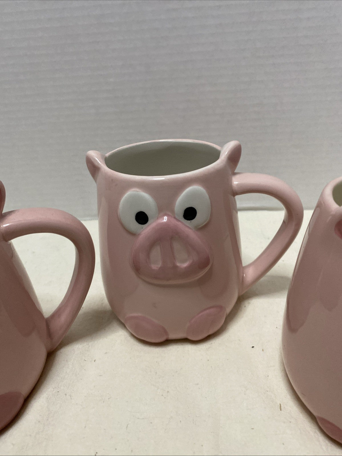Pink Pig Mug 3D Piggy Shaped by Tag Figural Swine Collectible -Set Of 3