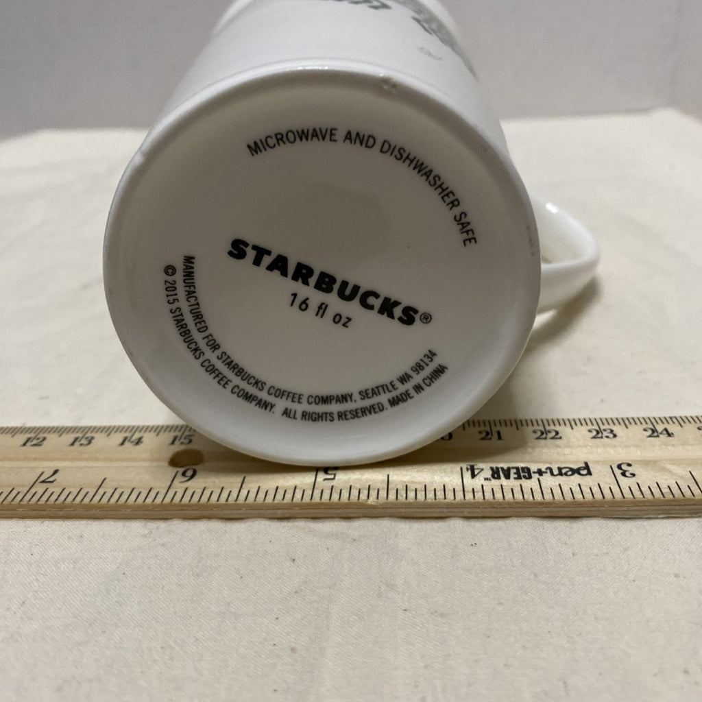 Starbucks 2012 White Ceramic Tall 16oz Coffee Tumbler Mermaid