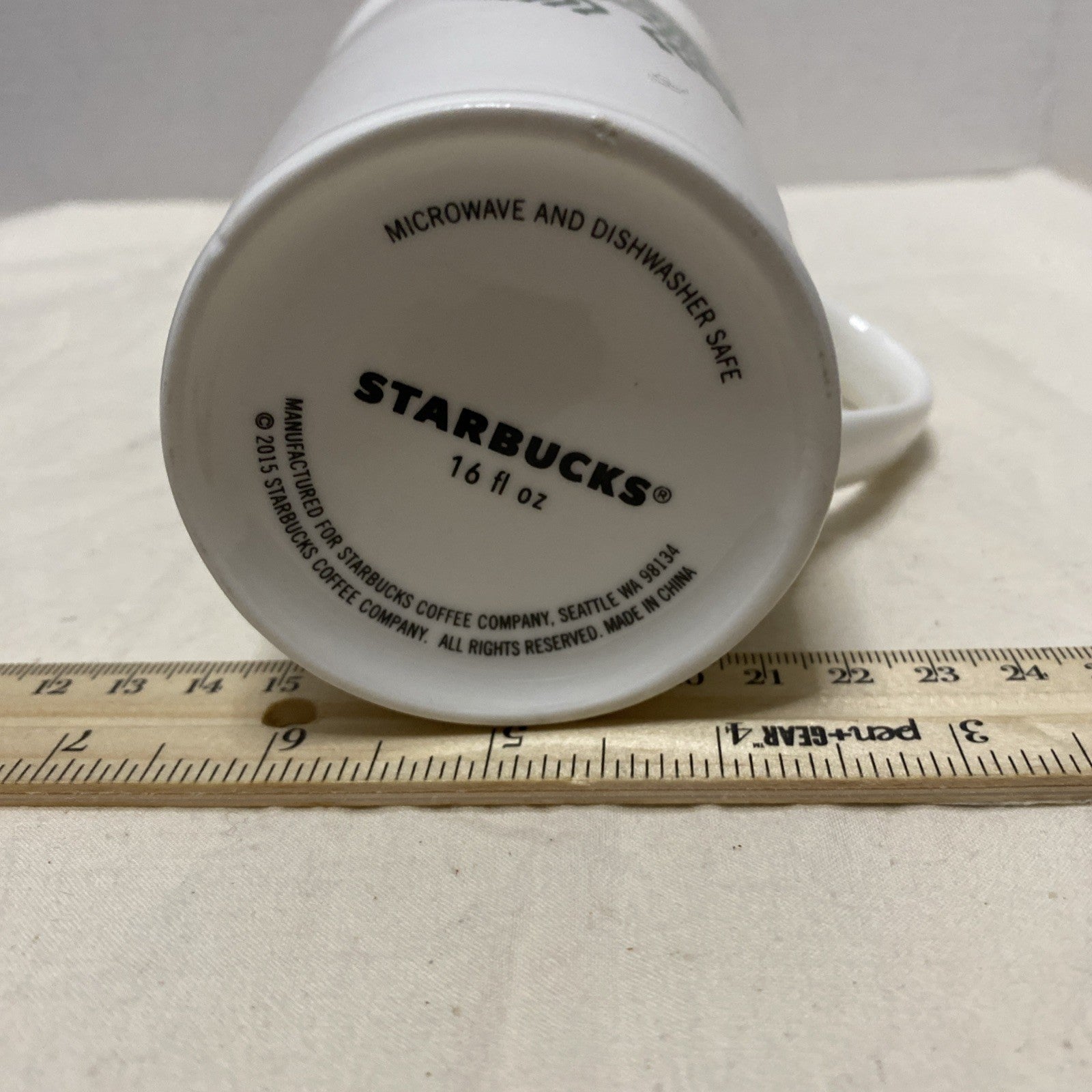 Starbucks 2012 White Ceramic Tall 16oz Coffee Tumbler Mermaid
