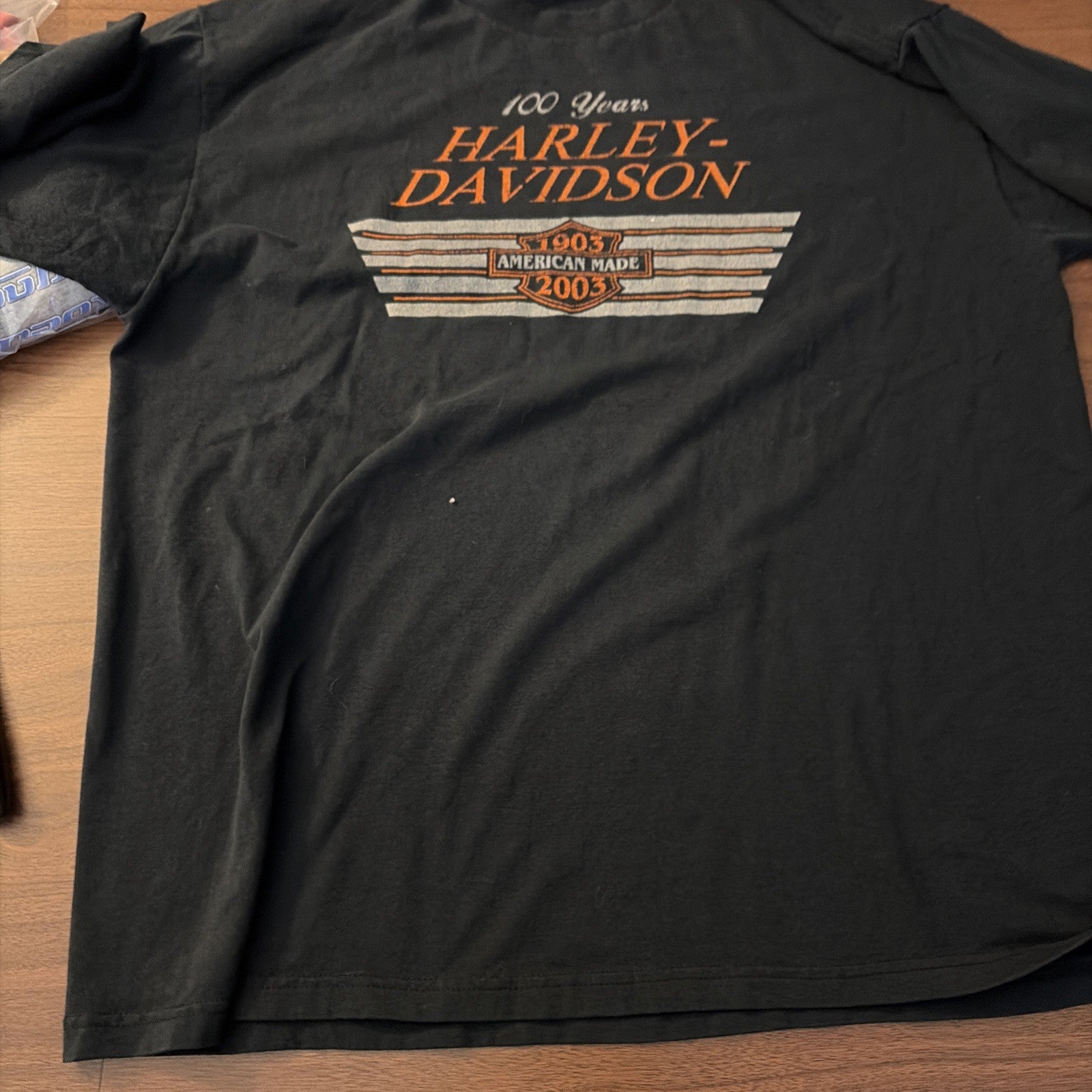 Harley Davidson Motorcycle T-Shirt Short Sleeve Black 100 Year Size Large