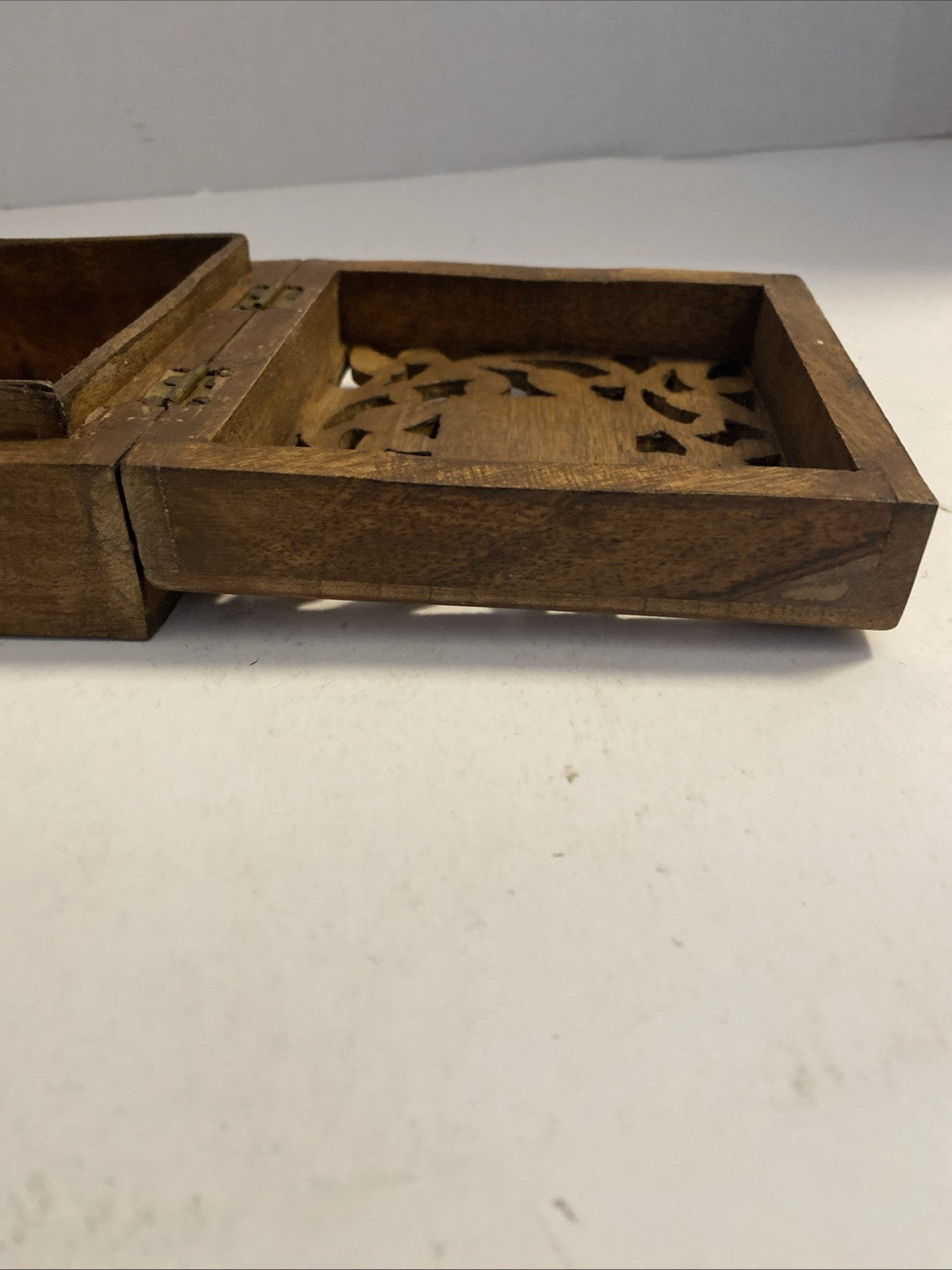 Vintage Hand Crafted Wooden Keepsake Box 5” x 5” x 2.25”