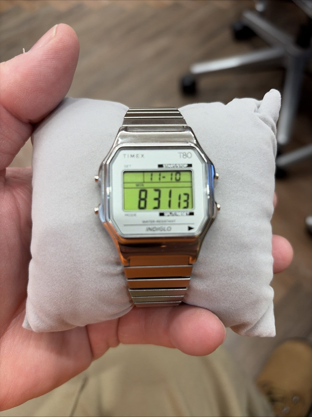 Timex INDIGLO Digital Watch White Stopwatch Alarm Water-Resistant Used