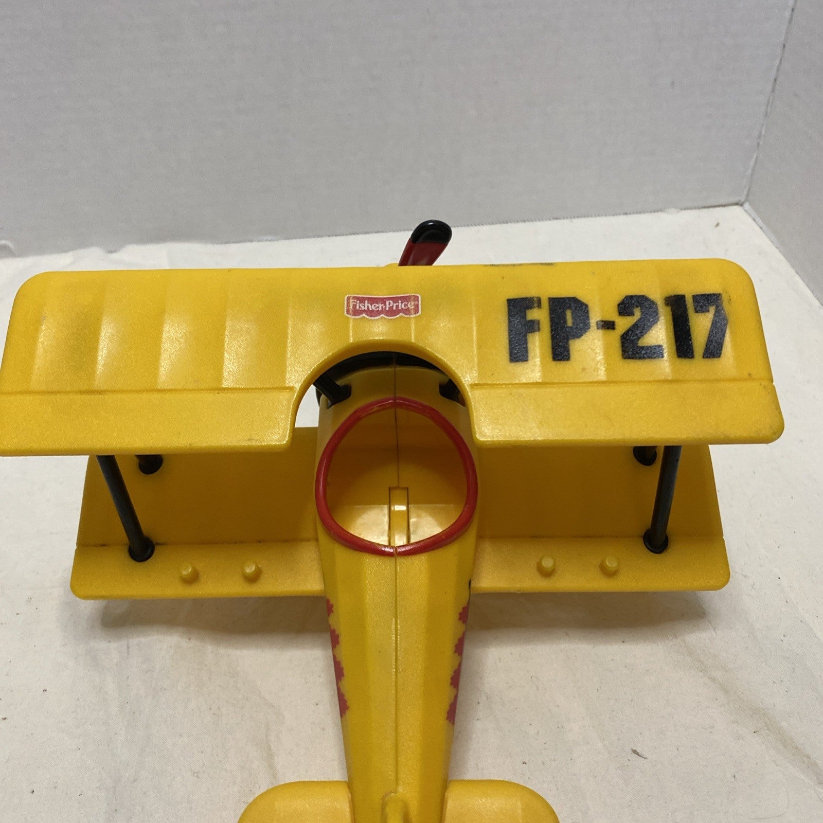 2006 Fisher Price Imaginext 8.5” Yellow BiPlane- Propeller Spins
