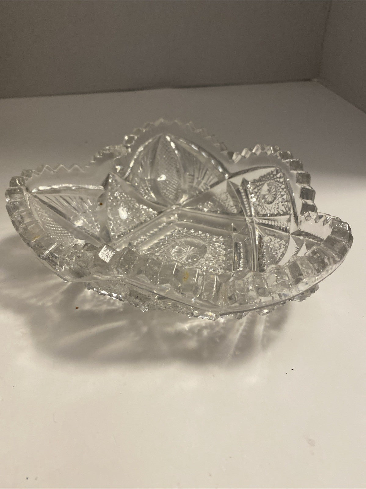  American Brilliant Imperial  Pattern 212 Star Heart Shaped Crystal Candy Dish 
