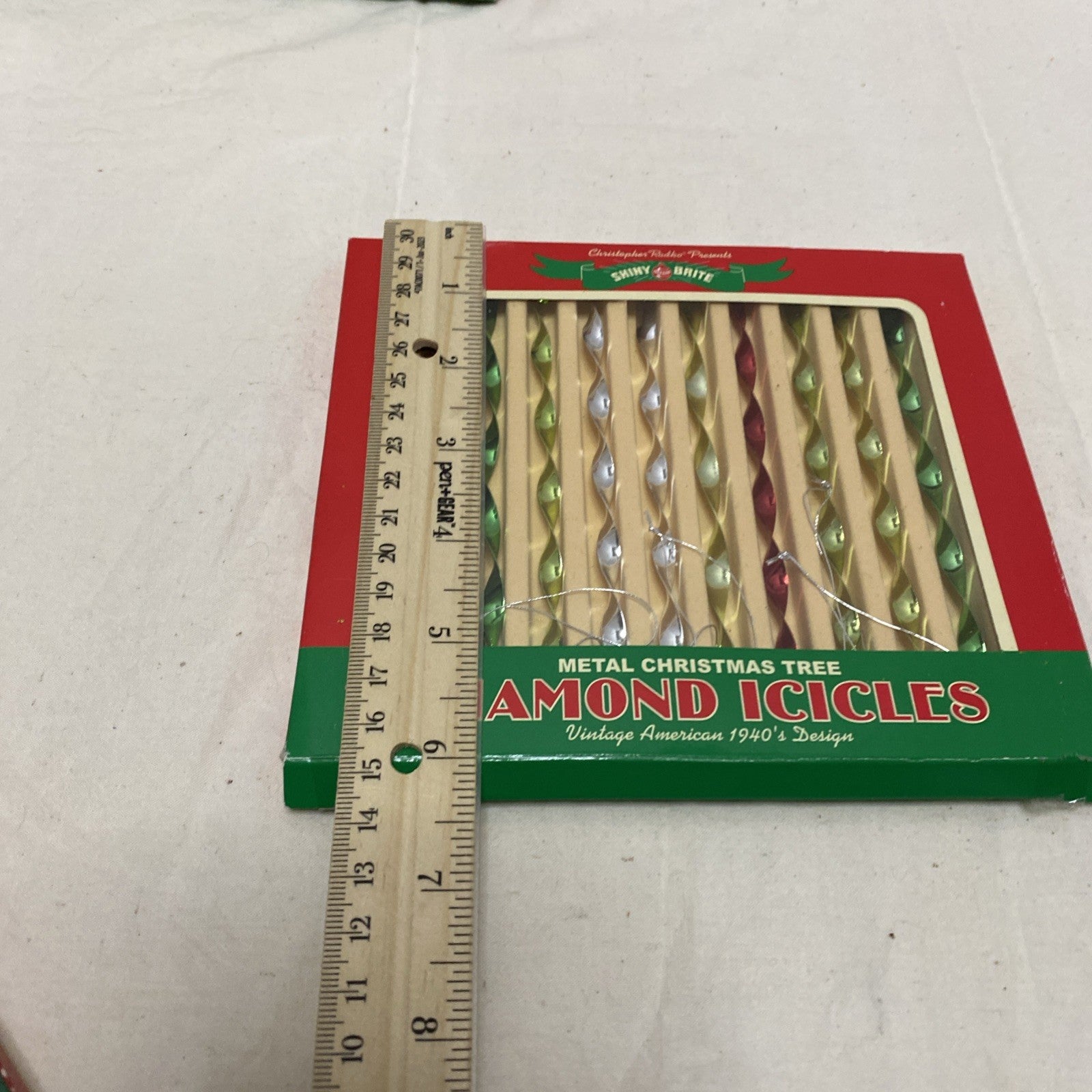 2012 Shiny Brite Diamond Icicles  Set Of 3-12 In Original Box. 1940’s Design.