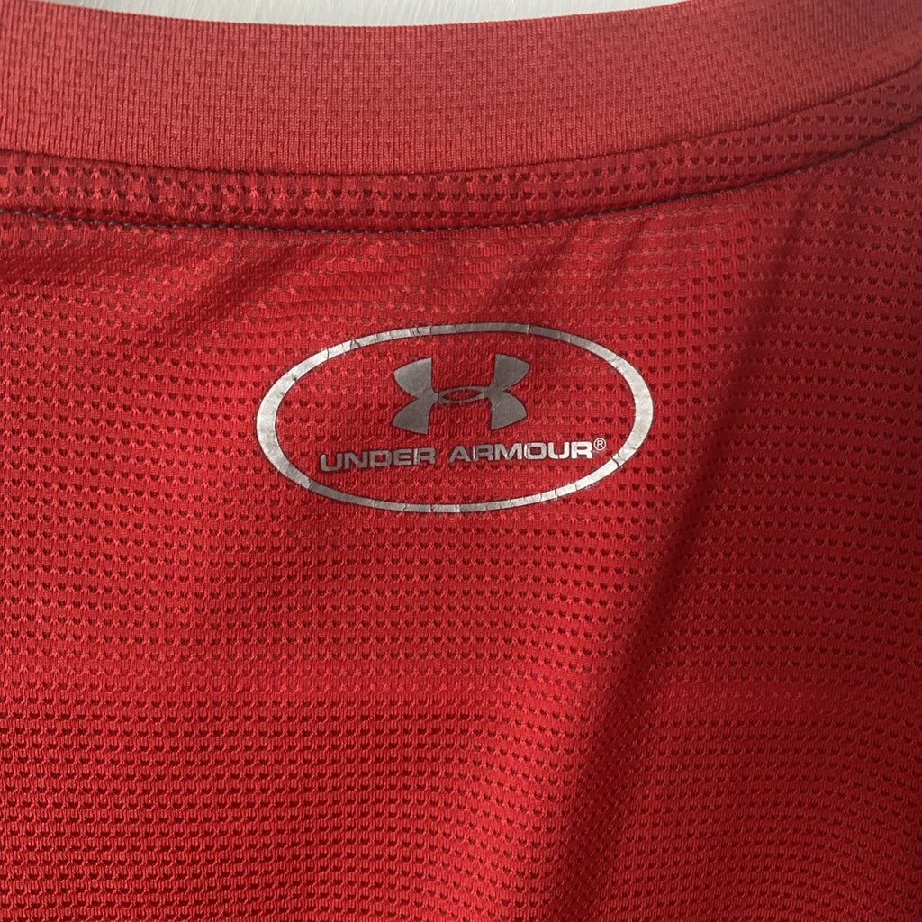 Under Armour Baseball Men's Long Sleeve Shirt Gray Red Fitted Size S