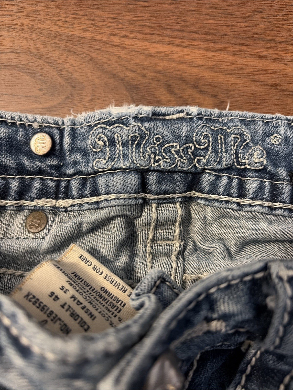 Miss Me Jeans Womens 26 Blue Bootcut JE819582X Embellished Distressed