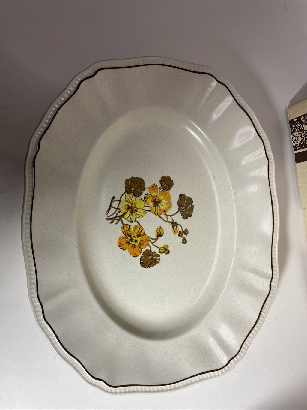 Kensington Staffordshire Orange Yellow Brown Flowers Serving Platter