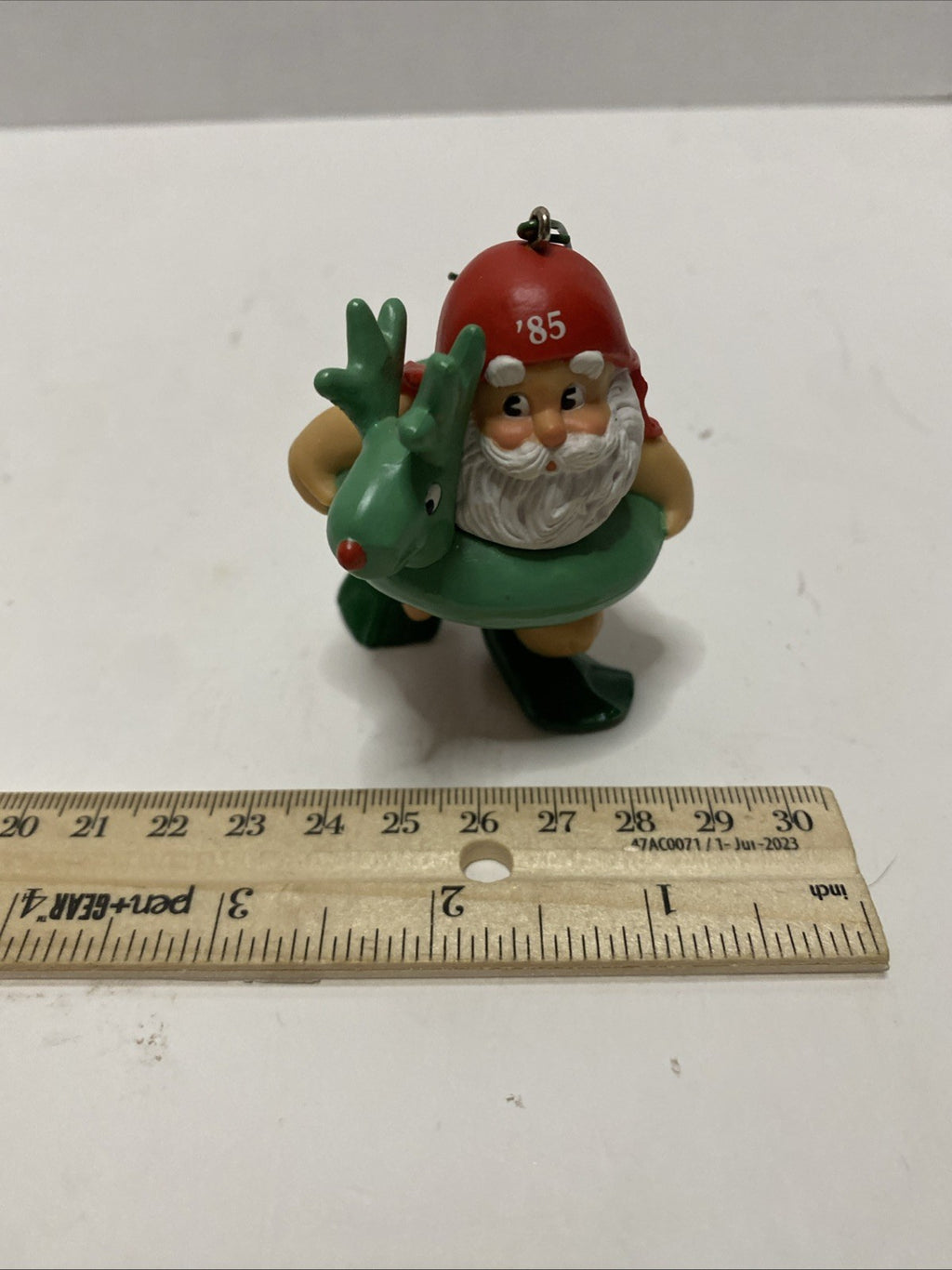 Hallmark Tree Ornament 1985 Santa & Flippers With Reindeer Inner tube
