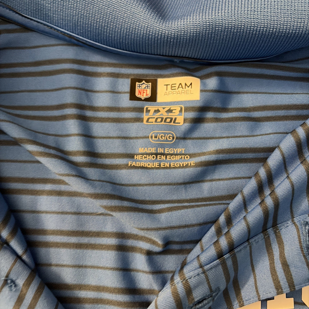 NFL TEAM APPAREL TX3 COOL DETROIT LIONS BLUE PERFORMANCE GOLF POLO SHIRT SIZE L