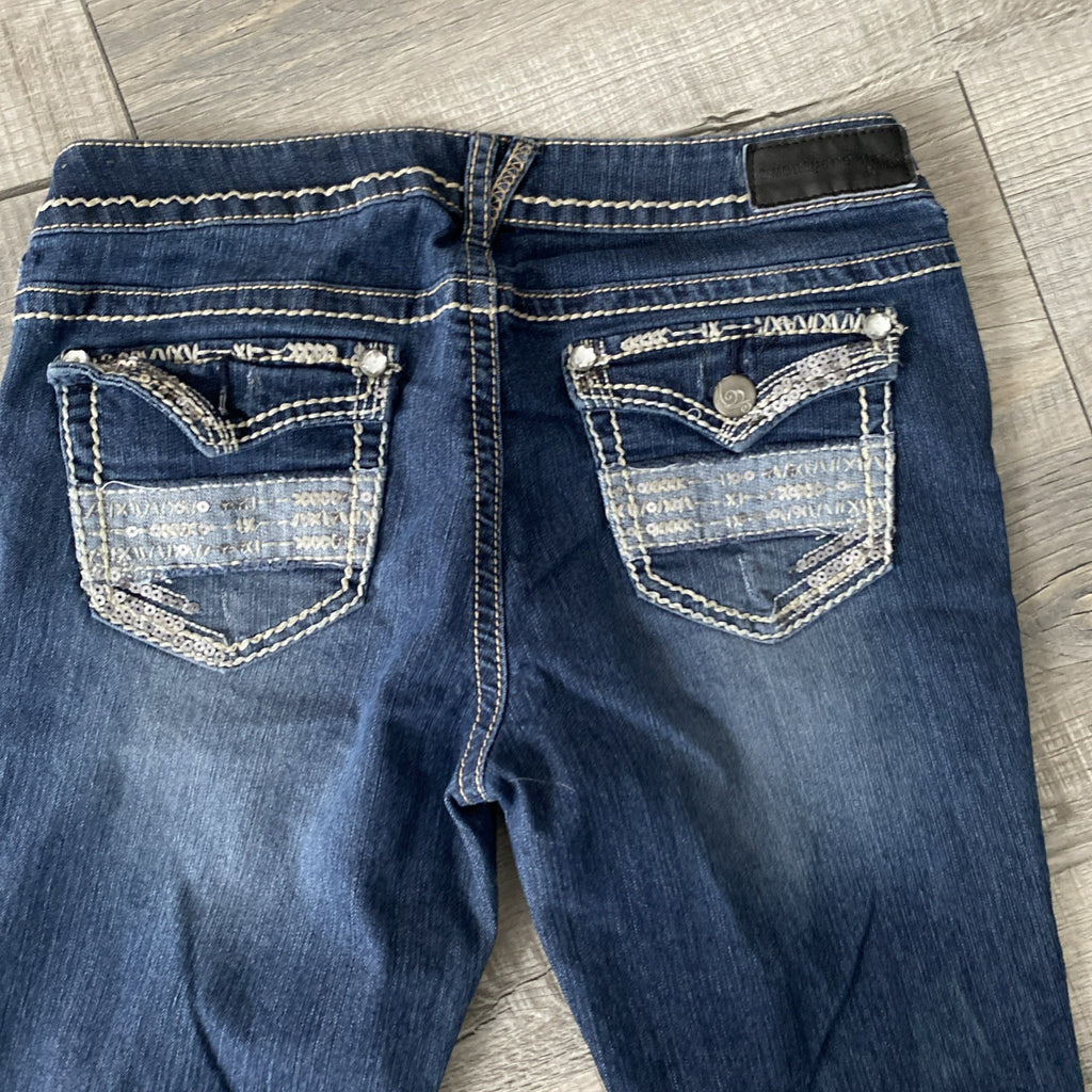 Twentyone Blackwomen’s distressed denim jeans embossed pockets size 9/10R