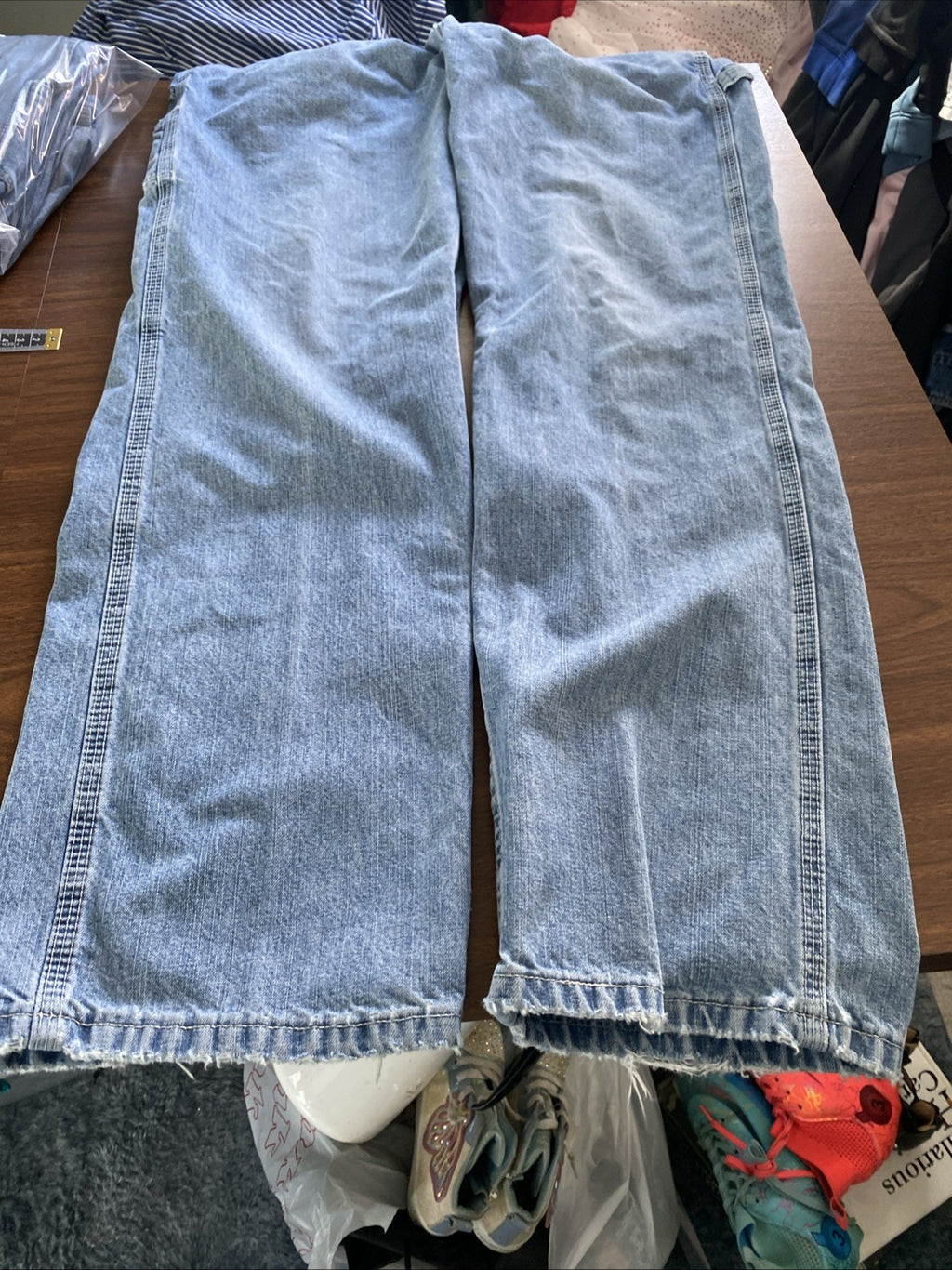 Lee Dungarees Carpenter Jeans Mens 33x32 Blue Denim Workwear Utility Distressed