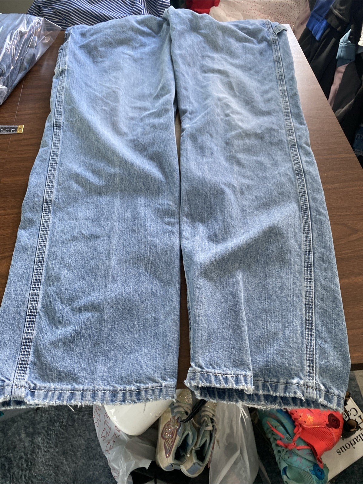 Lee Dungarees Carpenter Jeans Mens 33x32 Blue Denim Workwear Utility Distressed