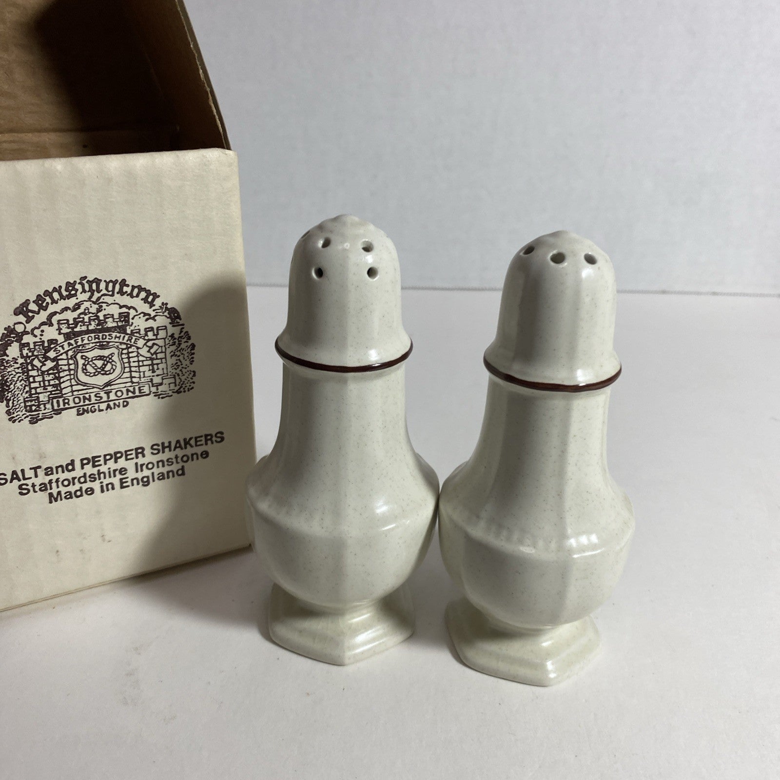 KENSINGTON STAFFORDSHIRE ENGLAND IRONSTONE CANTERBURY SALT and PEPPER SHAKERS