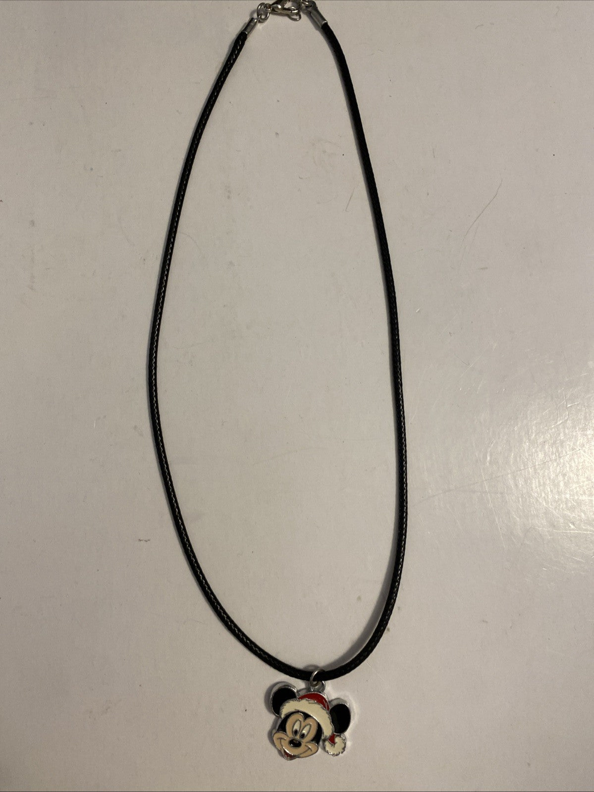 Disney Mickey Mouse Santa Hat Pendant Necklace Christmas Holiday Unsigned