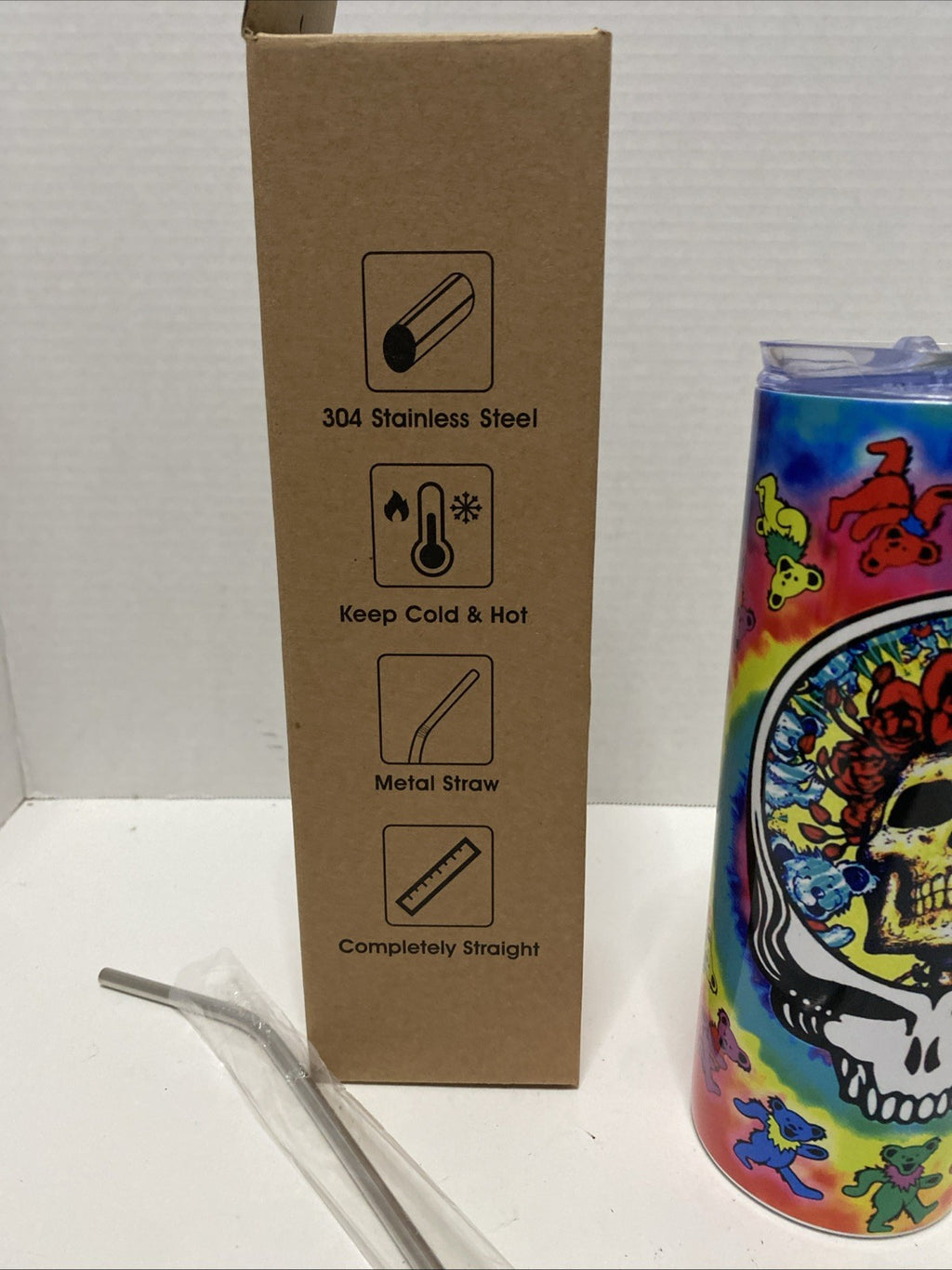 PID Life 20 Oz Sublimation Tumbler ￼ Grateful Dead metal straw