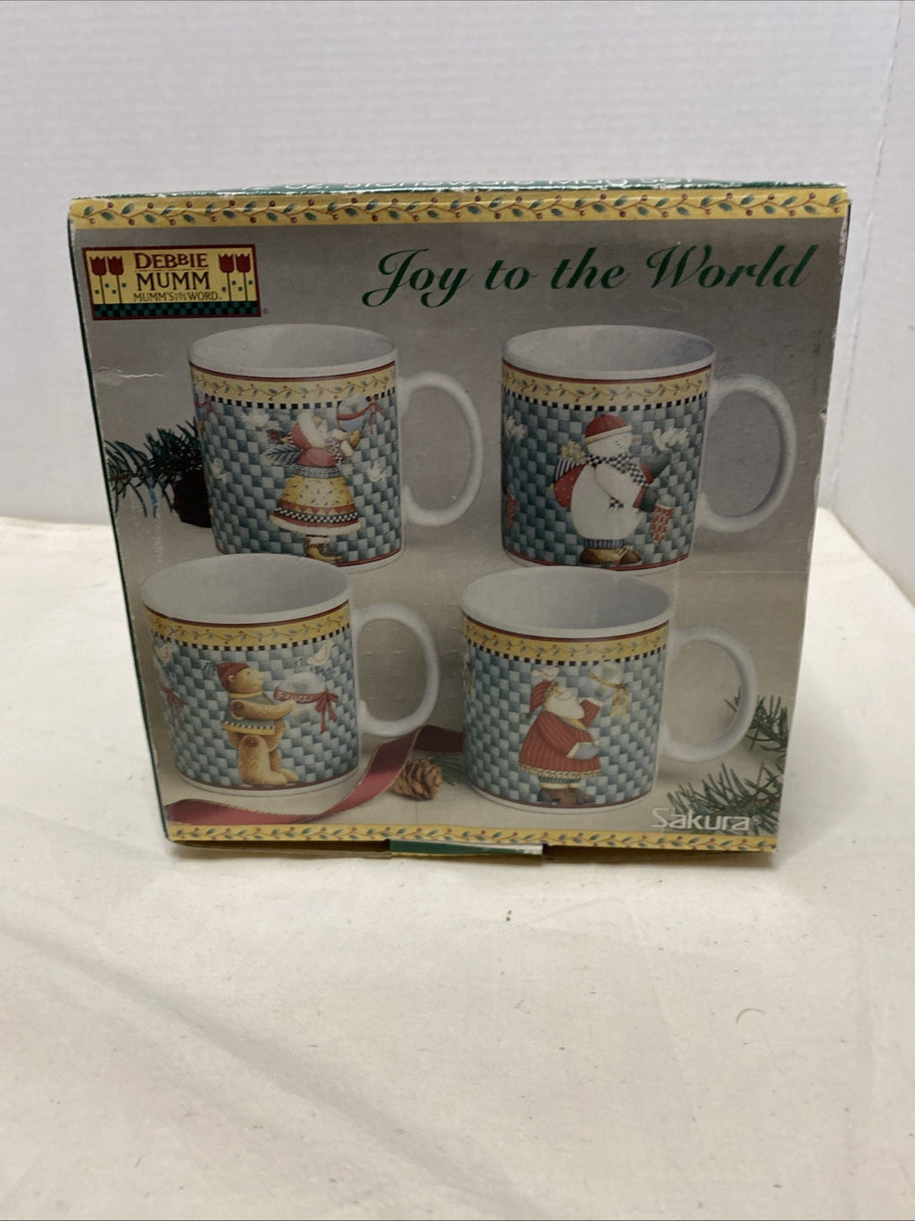 Vintage 2000 Debbie Mumm Sakura Joy To The World Christmas Mug Child & World