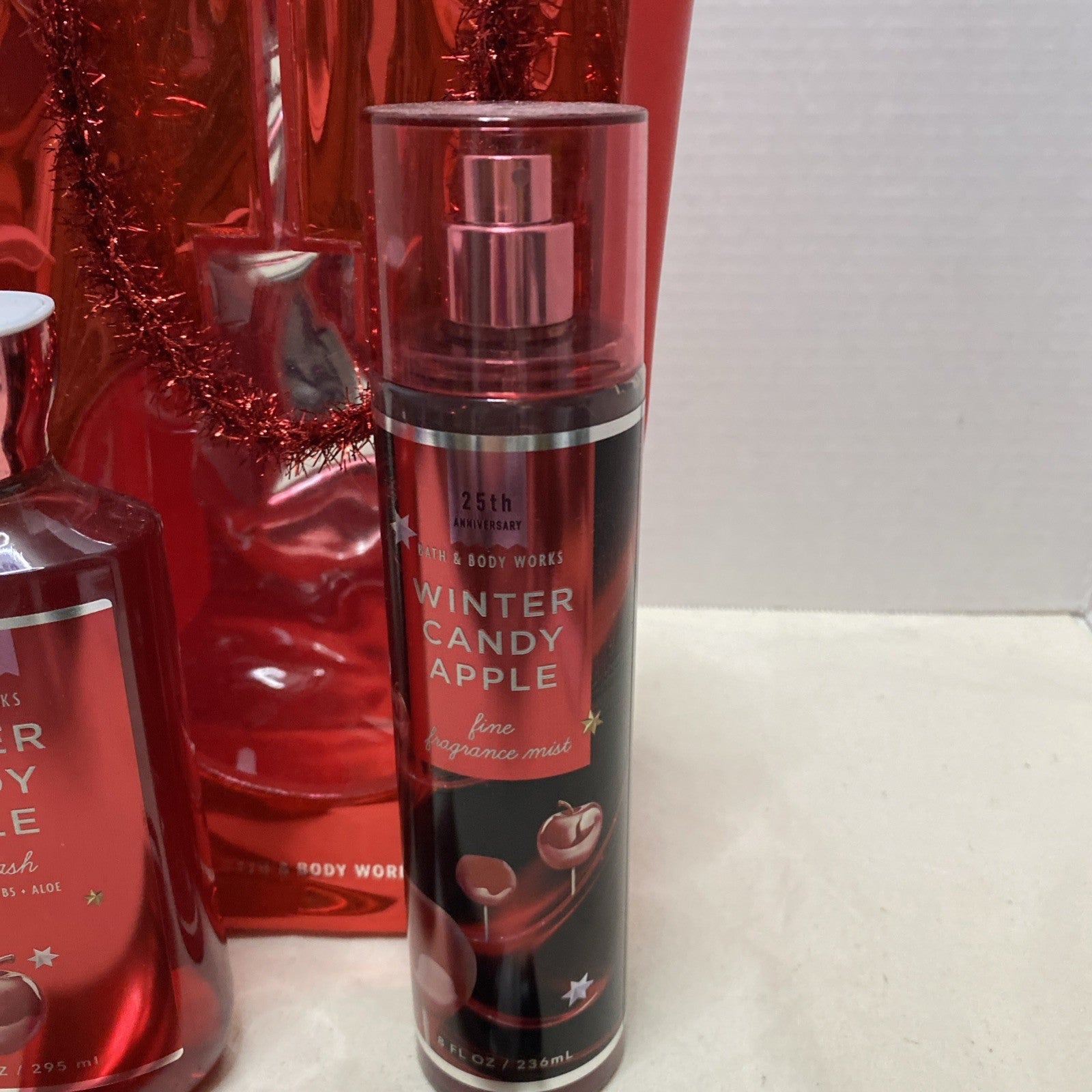 Bath & Body Works WINTER CANDY APPLE  Mist,Cream,Shower Gel & Bag SET